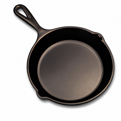 A seasoned cast iron skillet, known for its excellent heat retention and versatility in cooking.