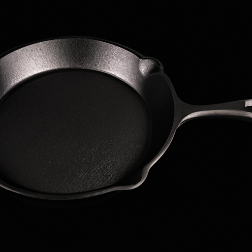 A well-seasoned cast iron skillet with a glossy black surface.